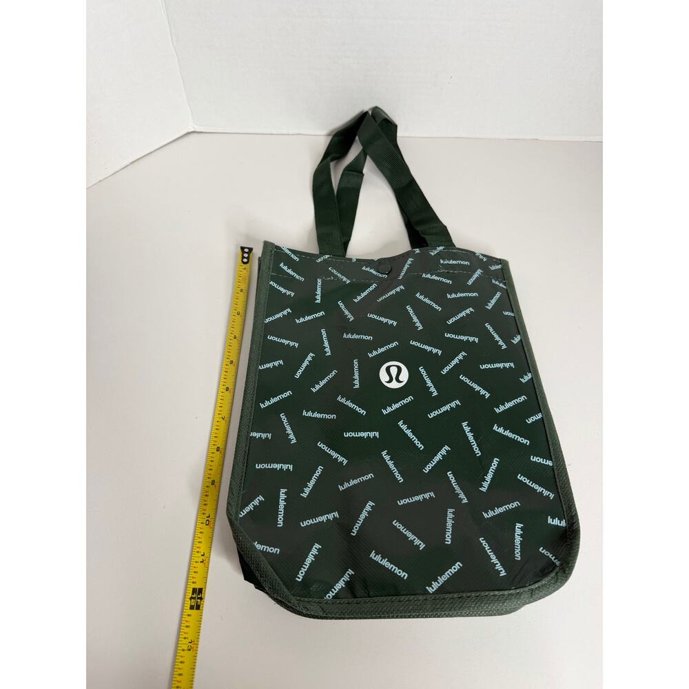 LULULEMON ATHLETICA Reusable Shopping Tote bag Dark Green White Logo Like new - Picture 2 of 5